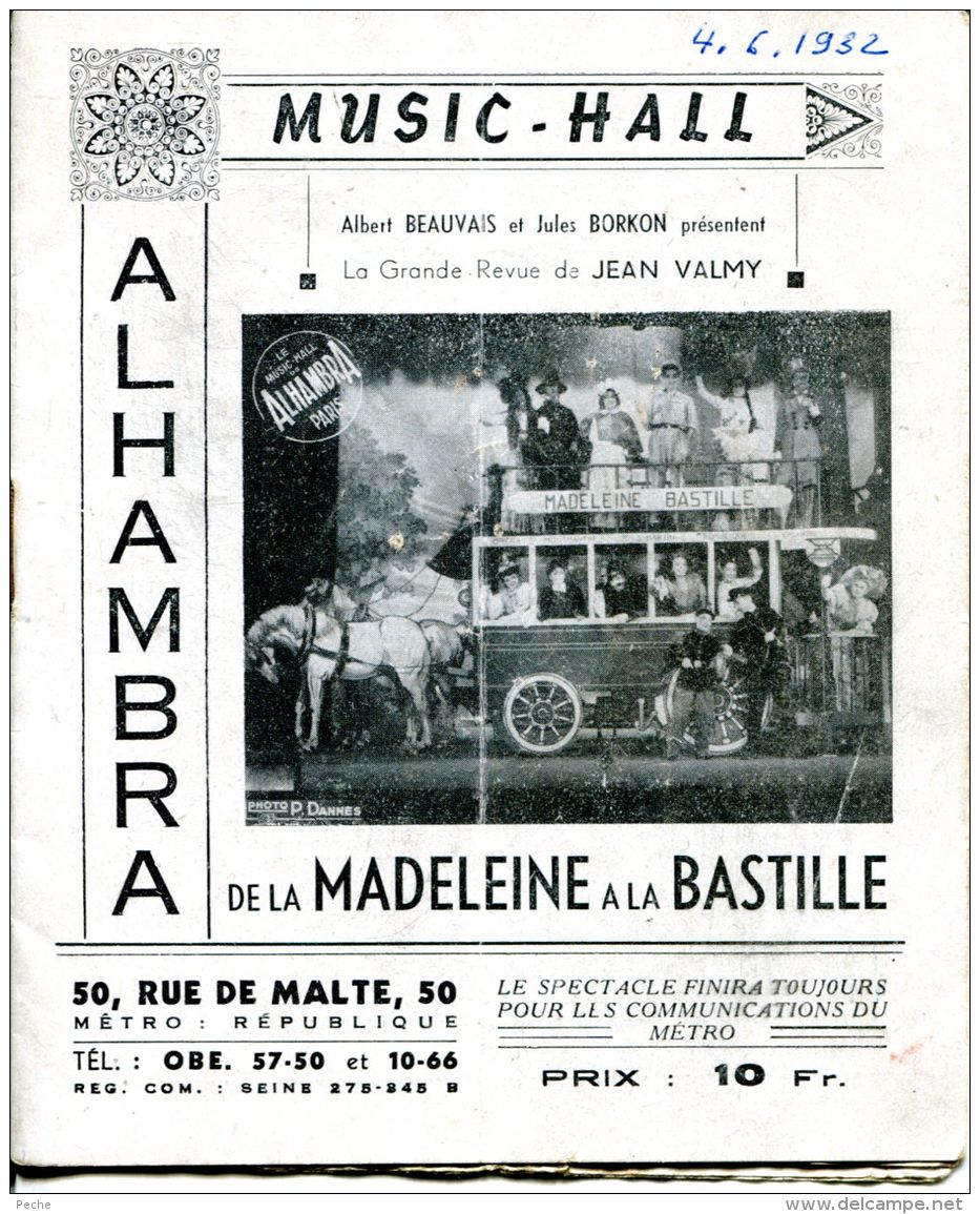 N°57157 -programme Music Hall -Alhambra- - Programmes