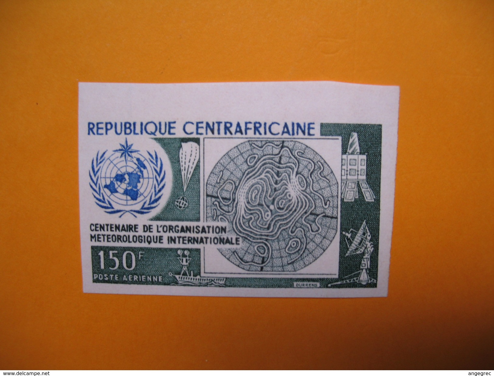 Timbre Non Dentelé  N° PA 121  Centenaire De L'Organisation Météorologique  1973 - Centrafricaine (République)