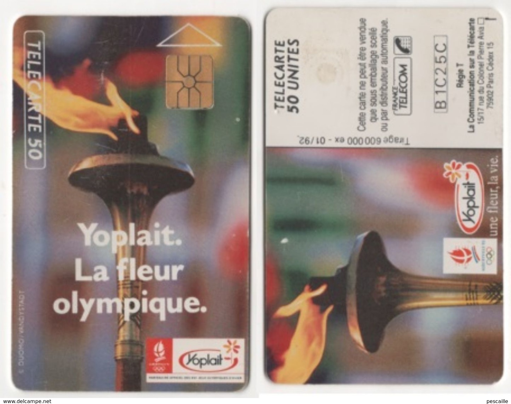 TELECARTE 50 UNITES XVIe JEUX OLYMPIQUES D'HIVER ALBERTVILLE 1992 - YOPLAIT LA FLEUR OLYMPIQUE - 01 92 TIRAGE 600 000 EX - Jeux Olympiques