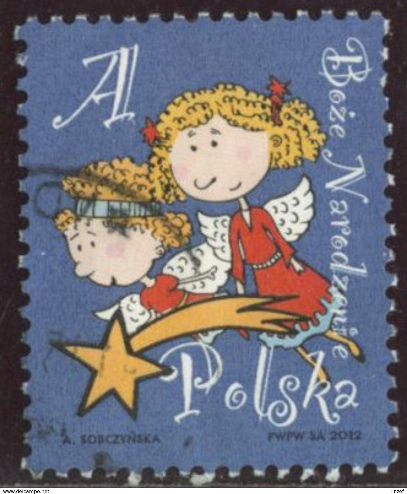 Pologne 2012 Yv. N°4297 - Noël - Anges Et étoile Filante - Oblitéré - Used Stamps