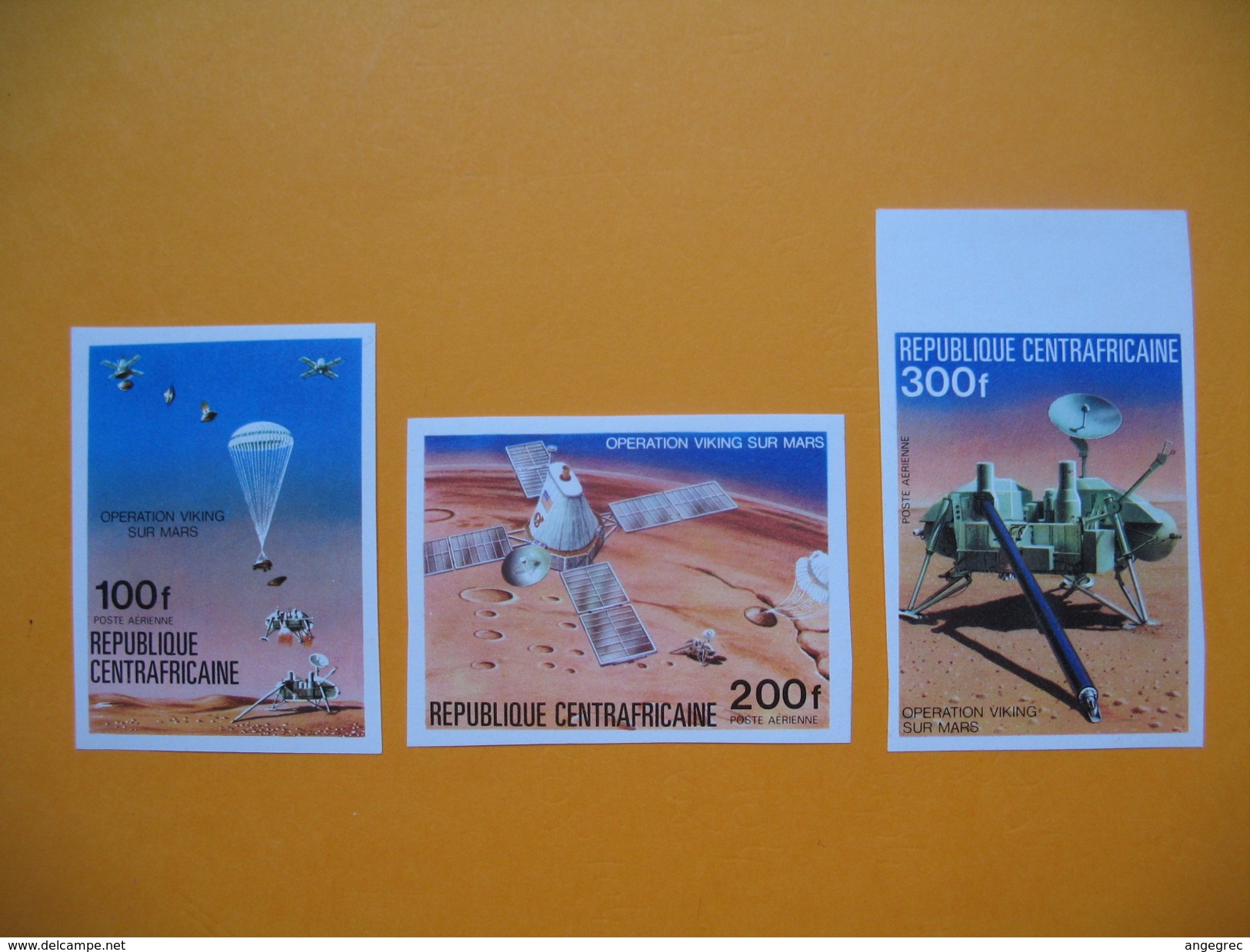 Timbre Non Dentelé  N° PA 153 à 155  Opération Viking Sur Mars 1976 - Centrafricaine (République)