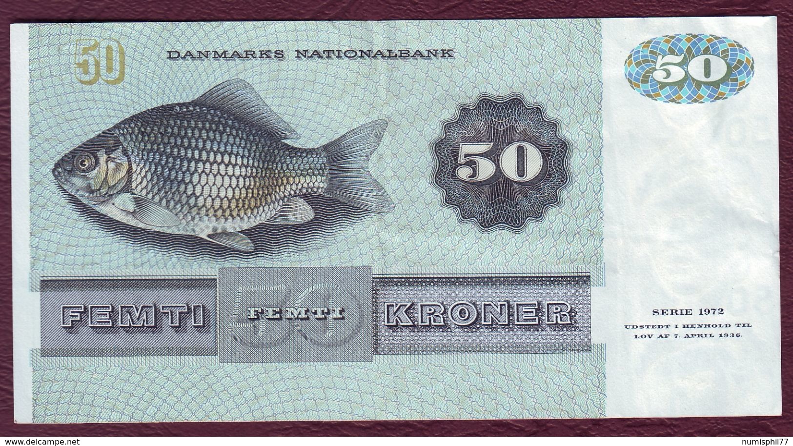 DANEMARK - 50 KRONER Miss Ryberg  - 1979 Préfixe A6 - Pick.50d - Danemark