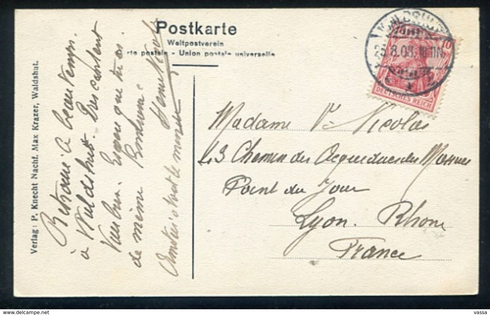 1908 - Waldshut , Hauptstrasse . Stamp & Postmark - Waldshut-Tiengen