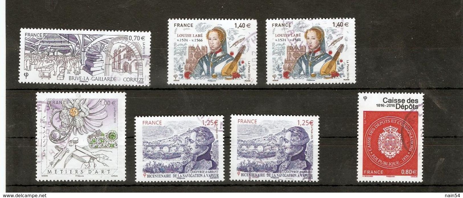 7 Timbres 2016 Cachets Ronds - Oblitérés