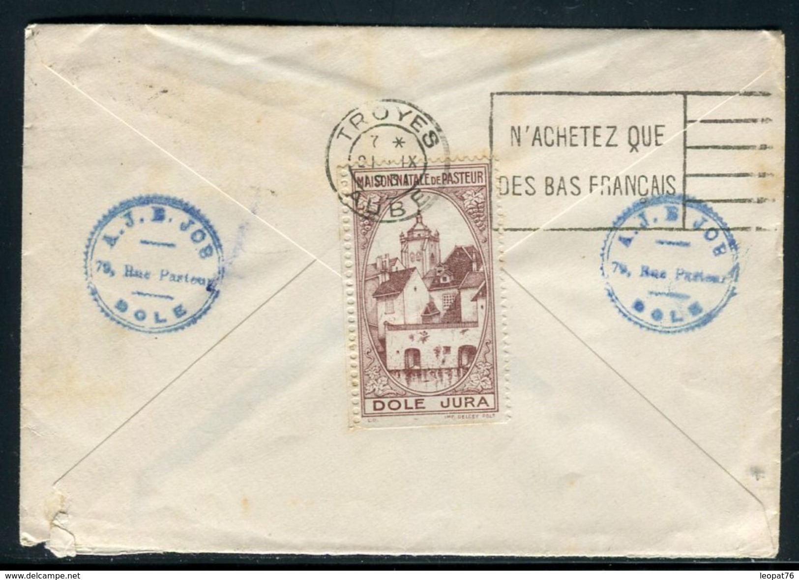 France - Enveloppe De Dole Pour Troyes En 1931, Affr. Caisse D 'Amortissement Et Expo Coloniale , Vignette - Ref O119 - 1921-1960: Période Moderne