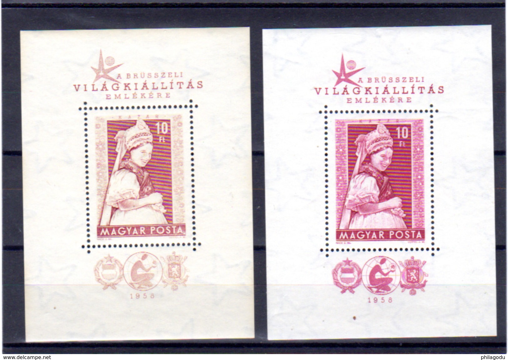 1958  Hongrie 2 X  BF 33**  Nuance De Couleur, Cote 100 € - 1958 – Brussels (Belgium)