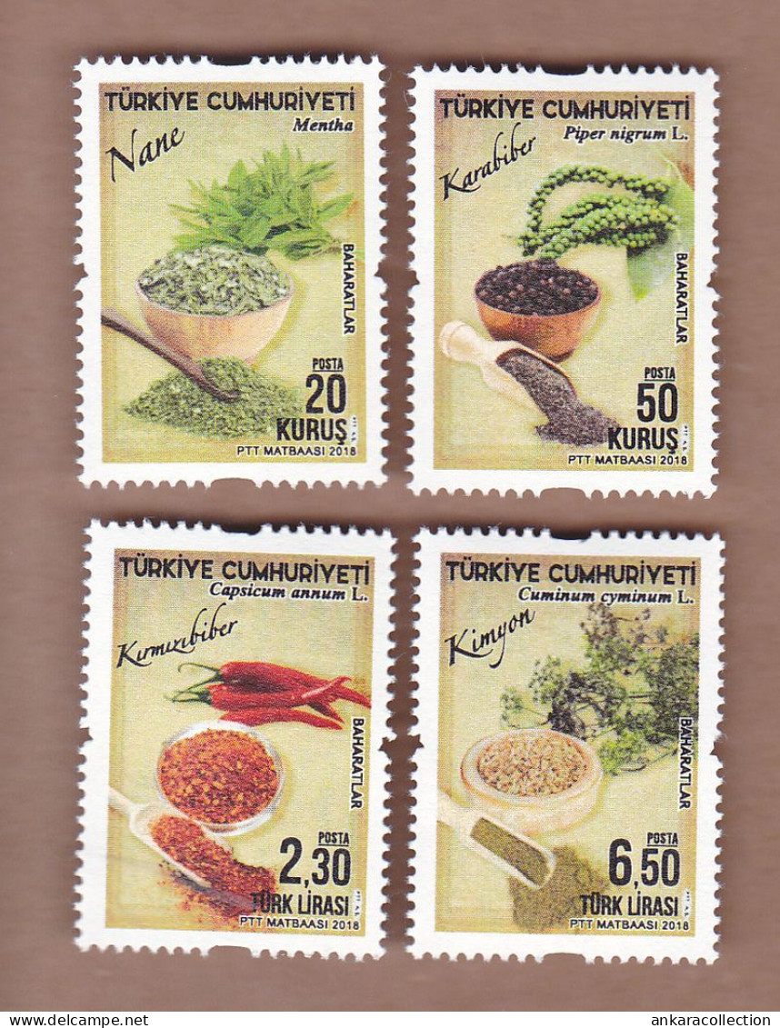 AC - TURKEY STAMP - SPICES THEMED DEFINITIVE POSTAGE STAMPS BLACK PEPPER, RED PEPPER, CUMIN, MINT MNH 18 APRIL 2018 - Ungebraucht