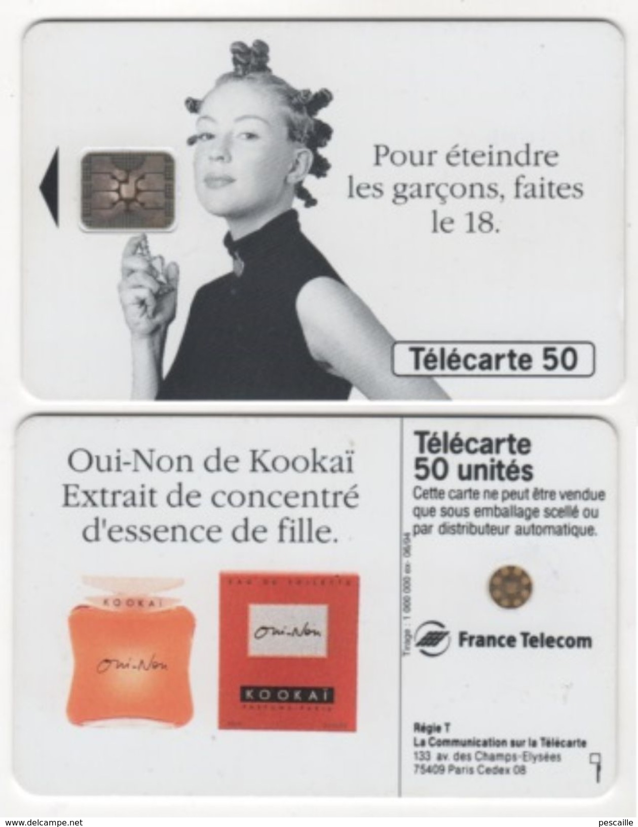 TELECARTE 50 UNITES PARFUM OUI-NON DE KOOKAÏ EXTRAIT DE CONCENTRE D'ESSENCE DE FILLE - 06 94 - 1 000 000 EX - Profumi