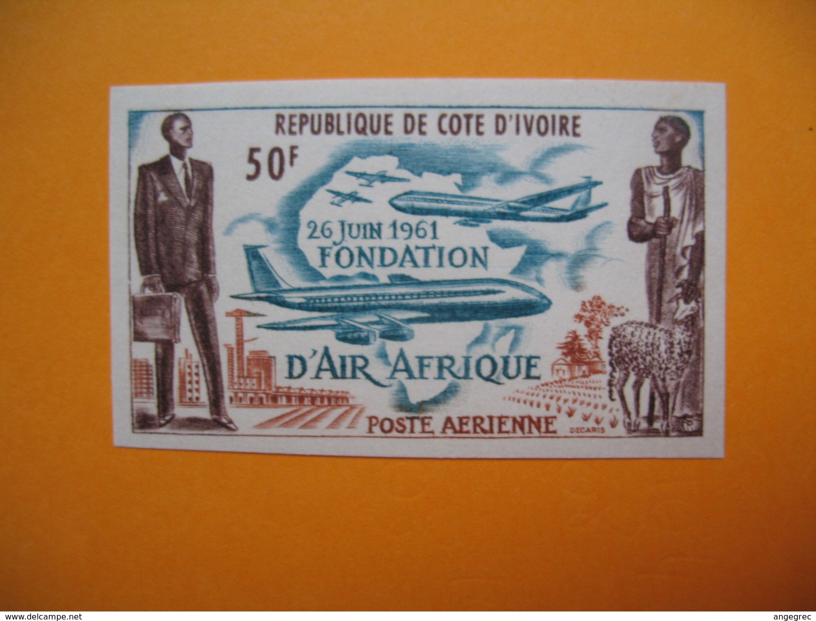 Timbre Non Dentelé   N° PA 22  Fondation De La Compagnie Air Afrique 1962 - Côte D'Ivoire (1960-...)