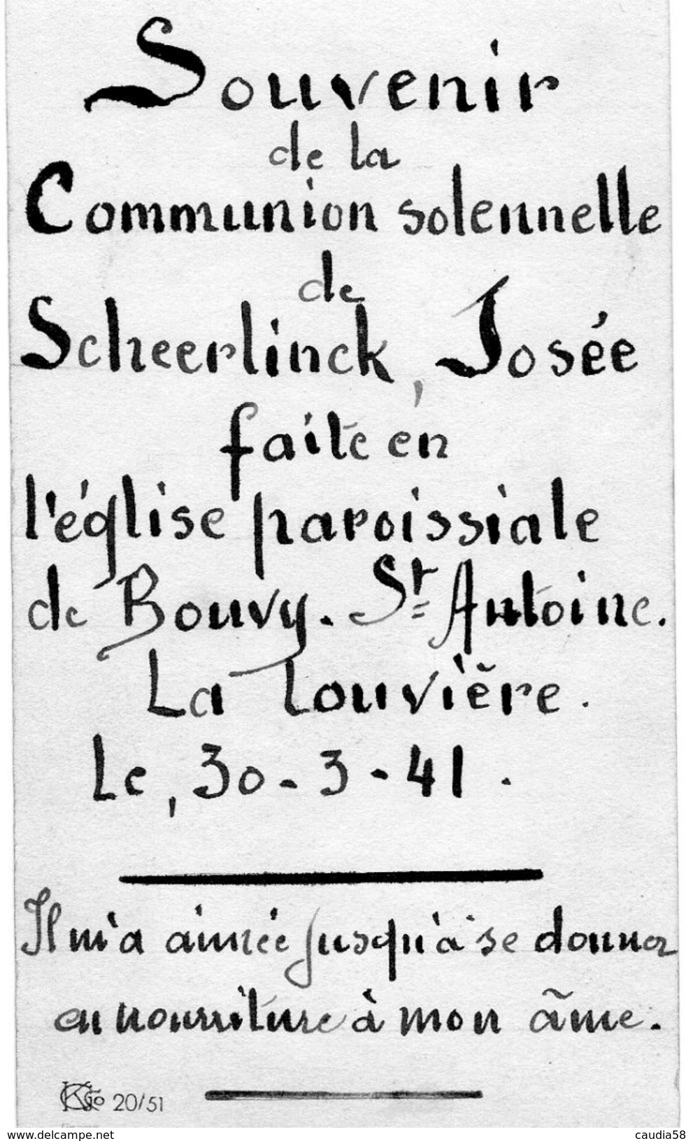 Communion Solennelle De Scheerlinck Josée à La Louvière Bouvy. - Communion