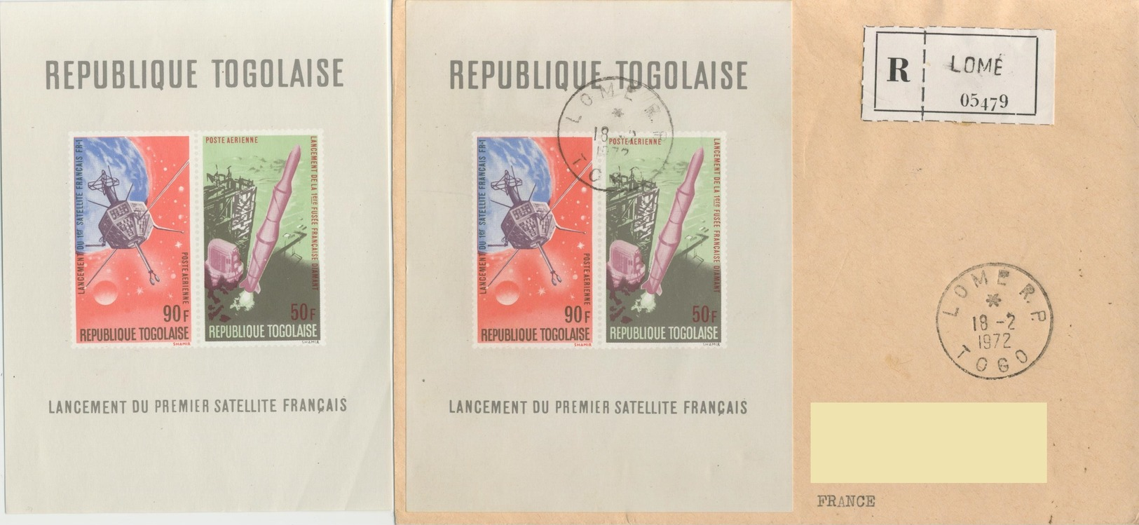 Lancement Du 1er Satellite Français R.Lomé 18.2.1972 + Bloc Neuf ** Les Deux - Togo (1960-...)