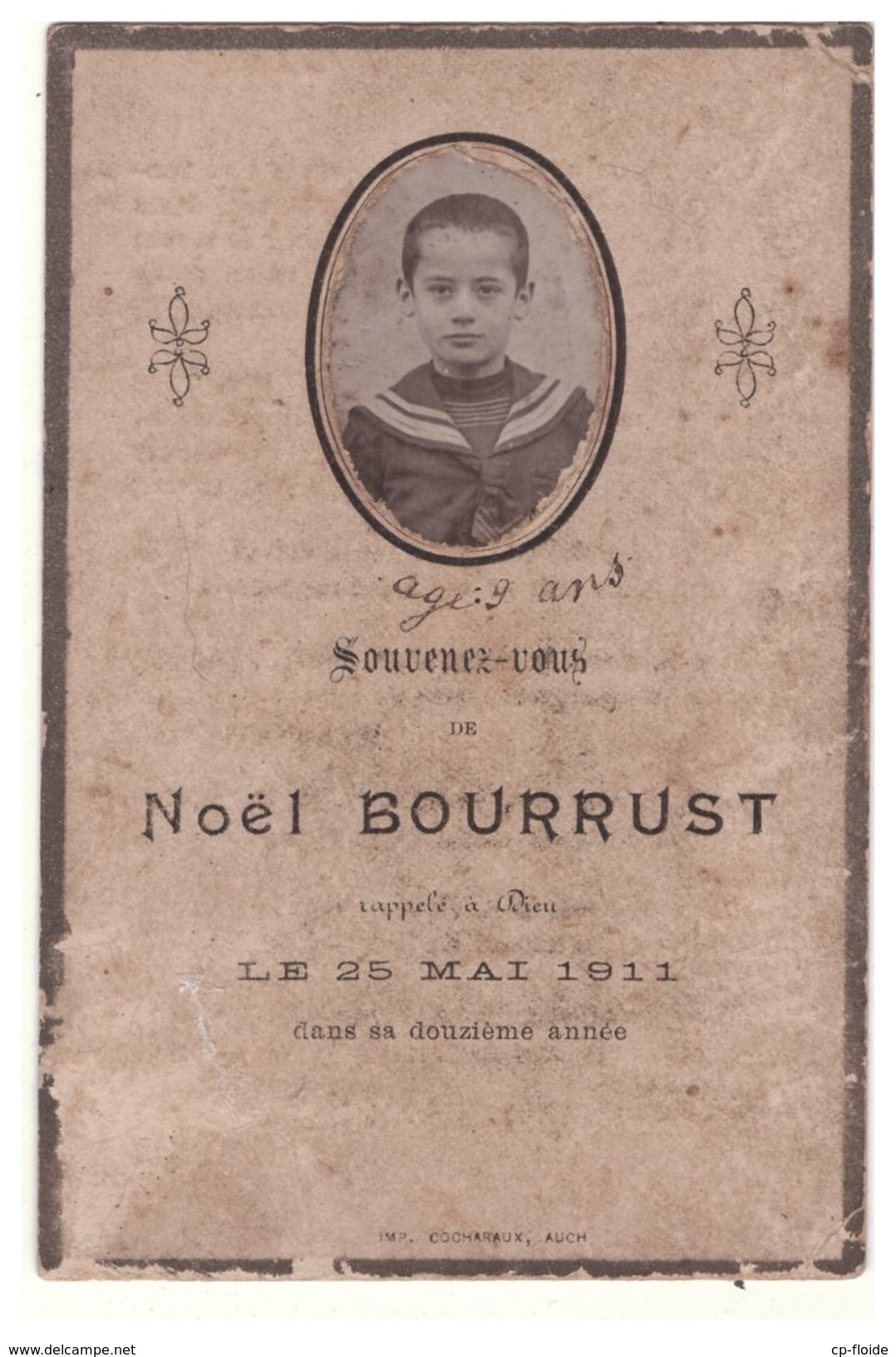 GERS . Souvenez-vous De Noël Bourrust Rappelé à Dieux Le 25 Mai 1911 . Enfant - Réf. N°17934 - - Décès