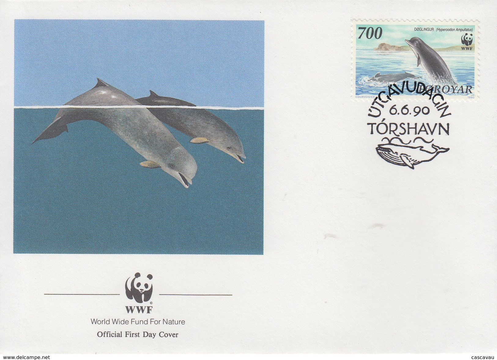 Enveloppe  FDC   1er   Jour    ILES  FEROE      MAMMIFERES    MARINS      WWF    1990 - FDC