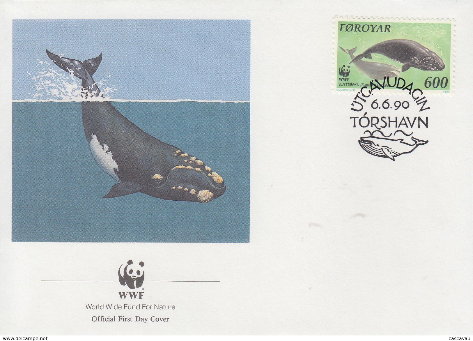 Enveloppe  FDC   1er   Jour    ILES  FEROE      MAMMIFERES    MARINS      WWF    1990 - FDC