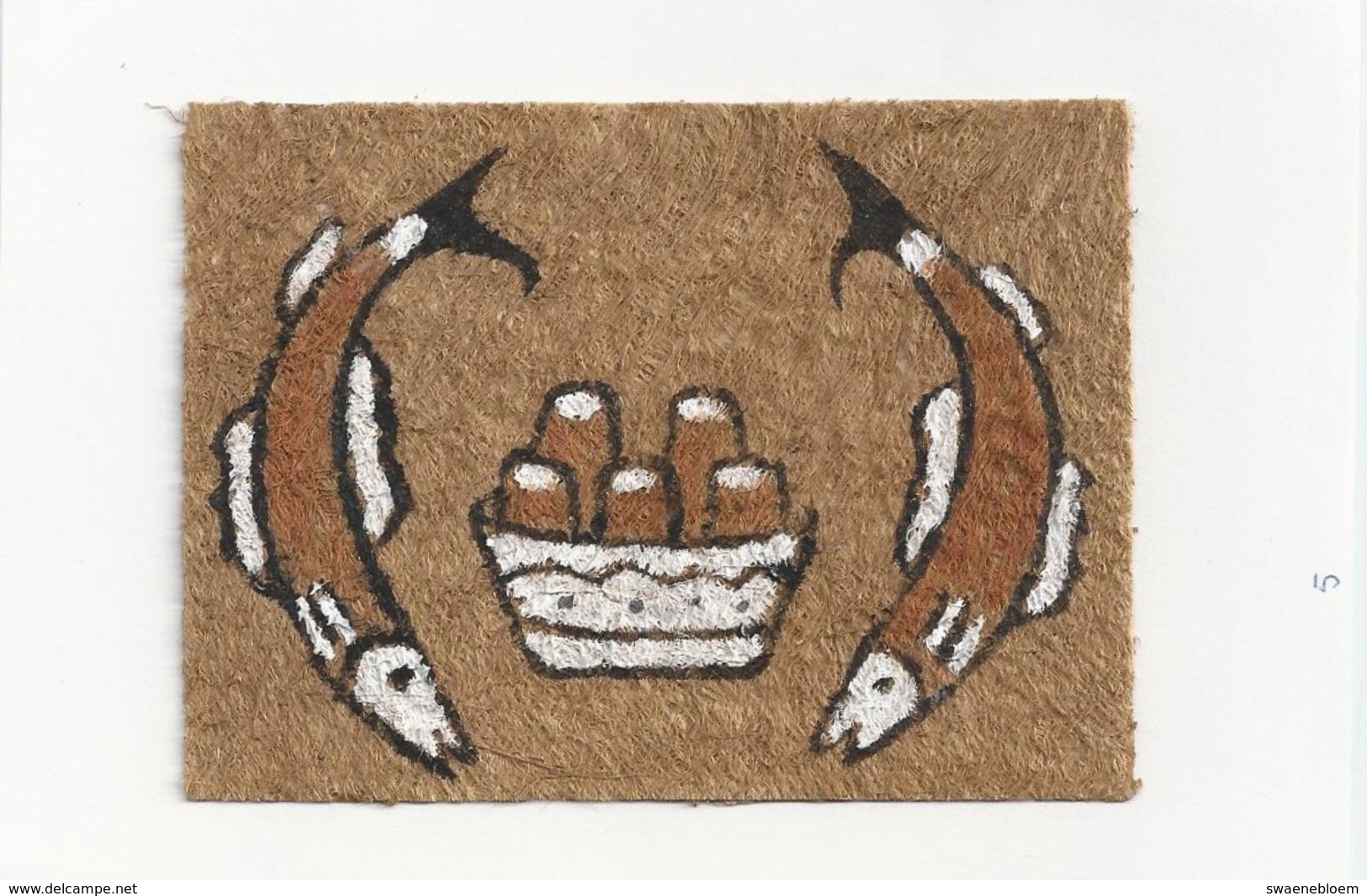 Papoeakunst Op Geklopte Boomschors - Ornament Motief - Brood En Vissen - Irian Jaya - Nieuw Guinea; Indonesie - - Aziatische Kunst