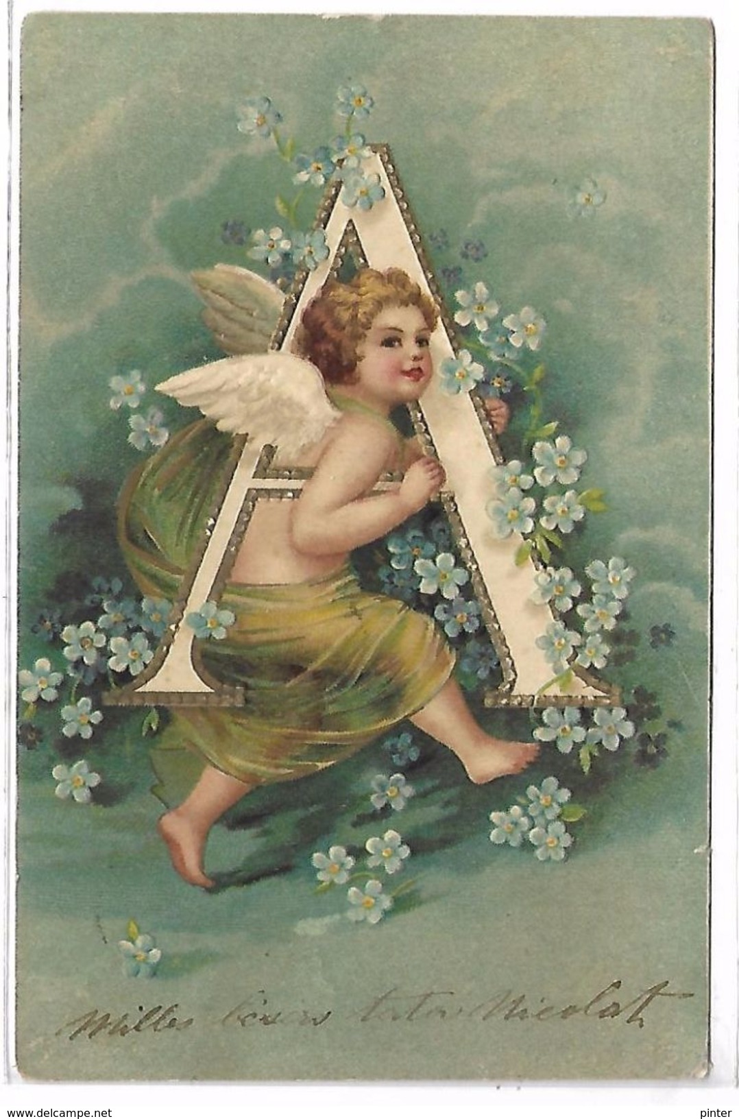 ANGE - Lettre A - Carte Gaufrée - Anges