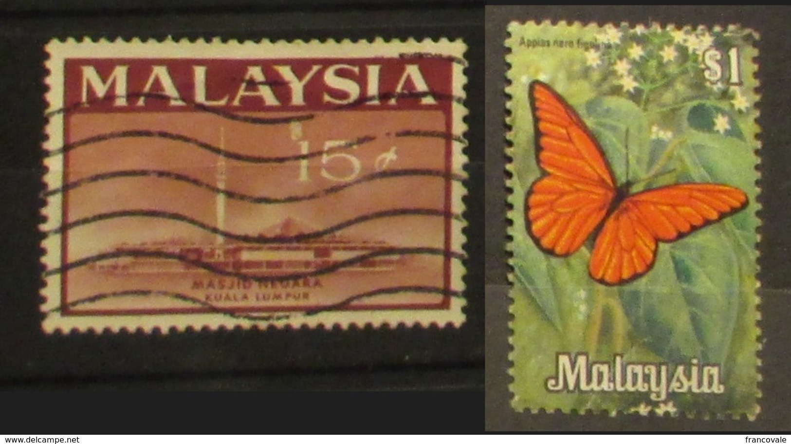 Malesia 1965 Masjid Neuara Mosquee 15c  1970 Butterfly Farfalla Papillon 1$ - Malaysia (1964-...)