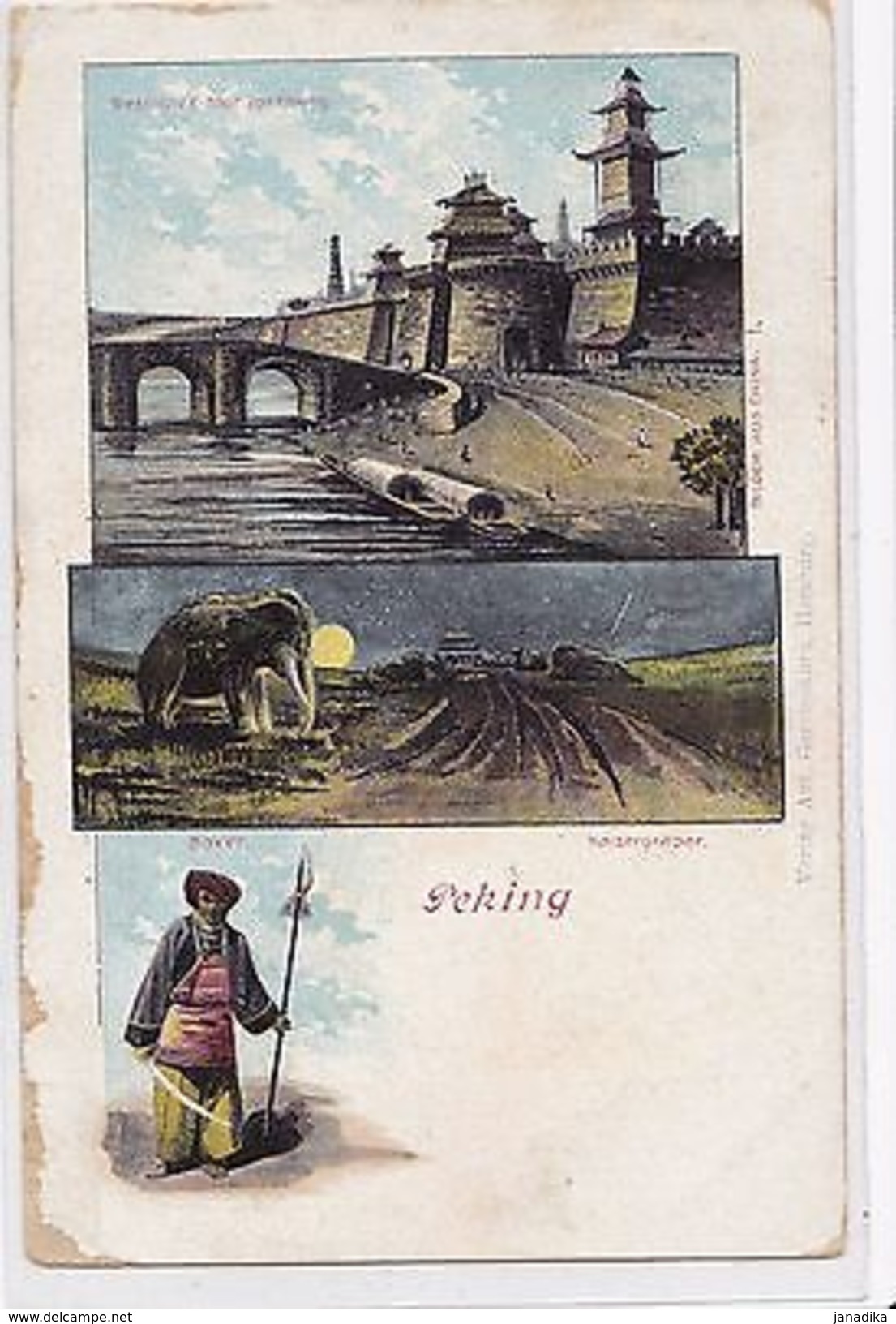 K 533- Litho, Peking, Boxer Und Kaisergräber, Gelaufen, Marke Gelöst - Ehemalige Dt. Kolonien