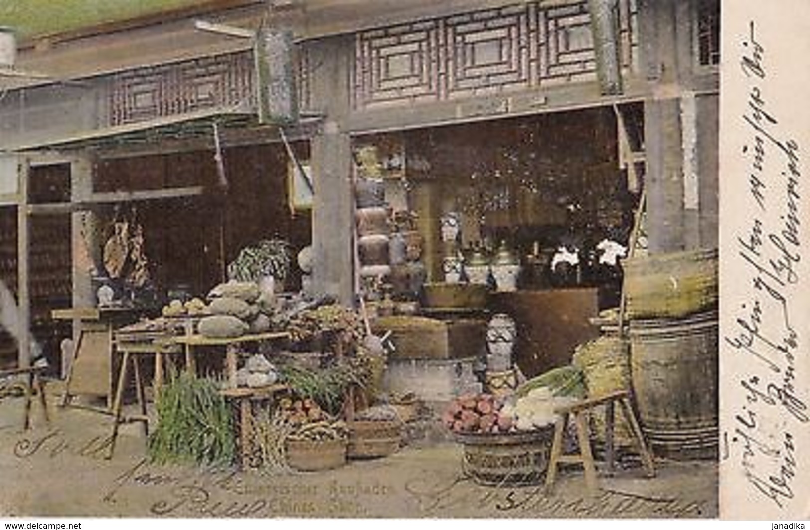 K 522 - Chinesischer Kaufladen, Gemüseladen, Shop, 1905 Gelaufen - Ehemalige Dt. Kolonien