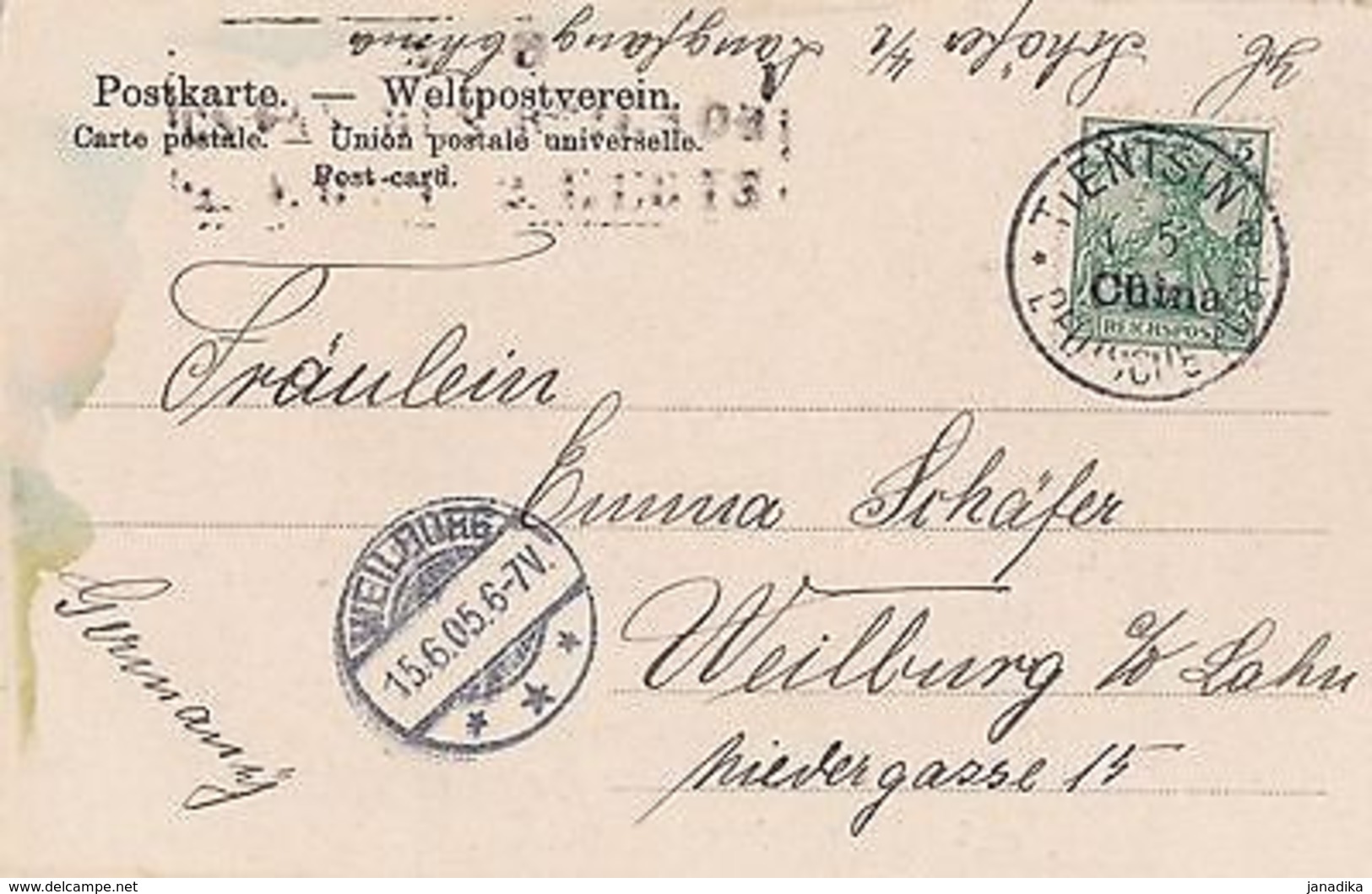 K 522 - Chinesischer Kaufladen, Gemüseladen, Shop, 1905 Gelaufen - Ehemalige Dt. Kolonien