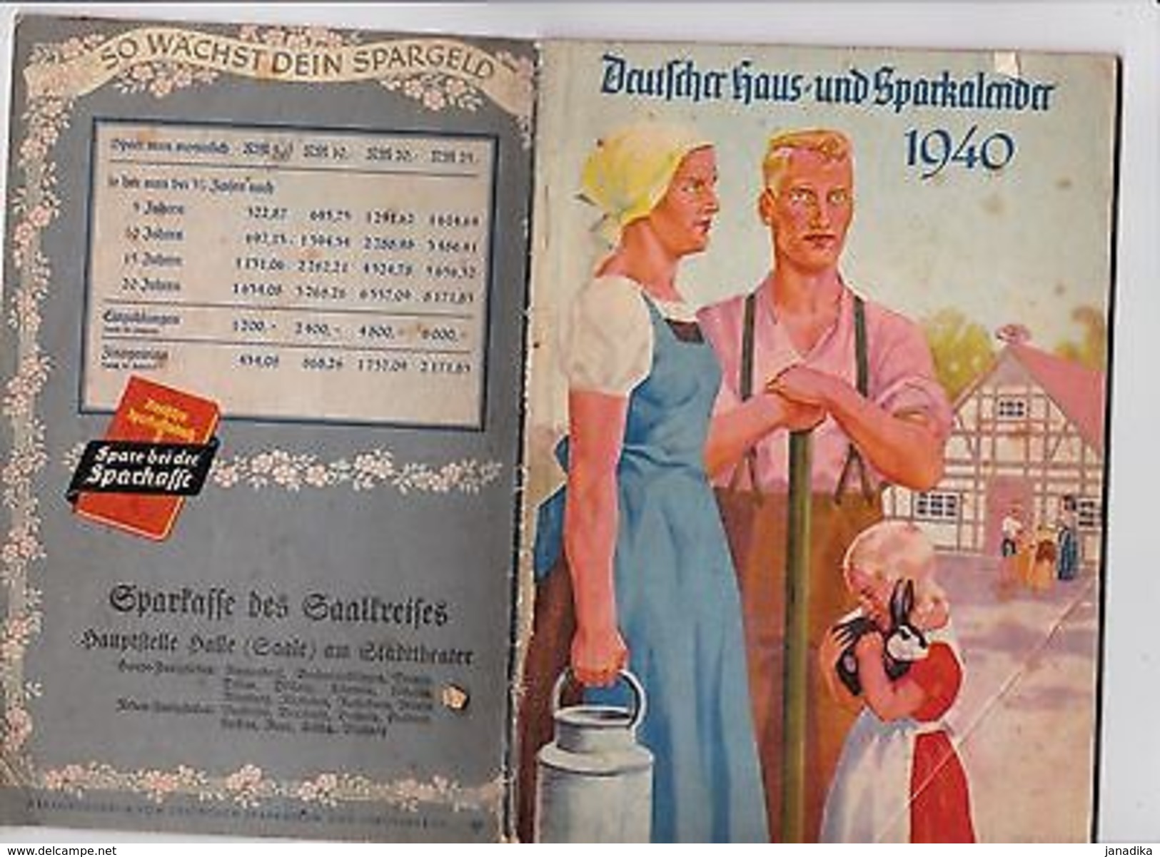 BU2- Alter Deutscher Haus-und Sparkalender 1940 Sparkasse D. Saalkreises - Sonstige & Ohne Zuordnung