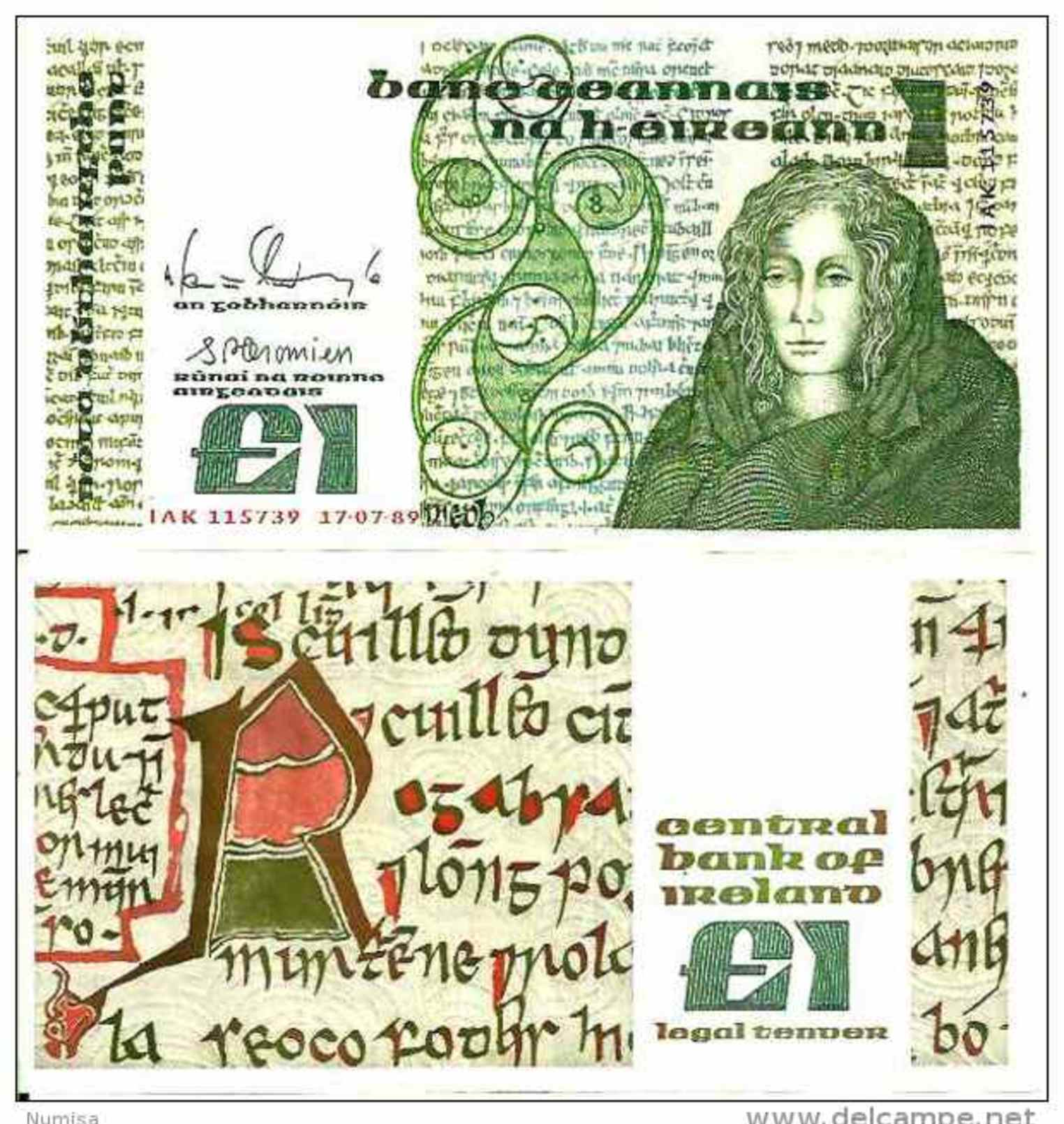 Irlande - Irelande - 1 POUND 17/7/1989  - Pick 70d SUP (XF) - Irlanda