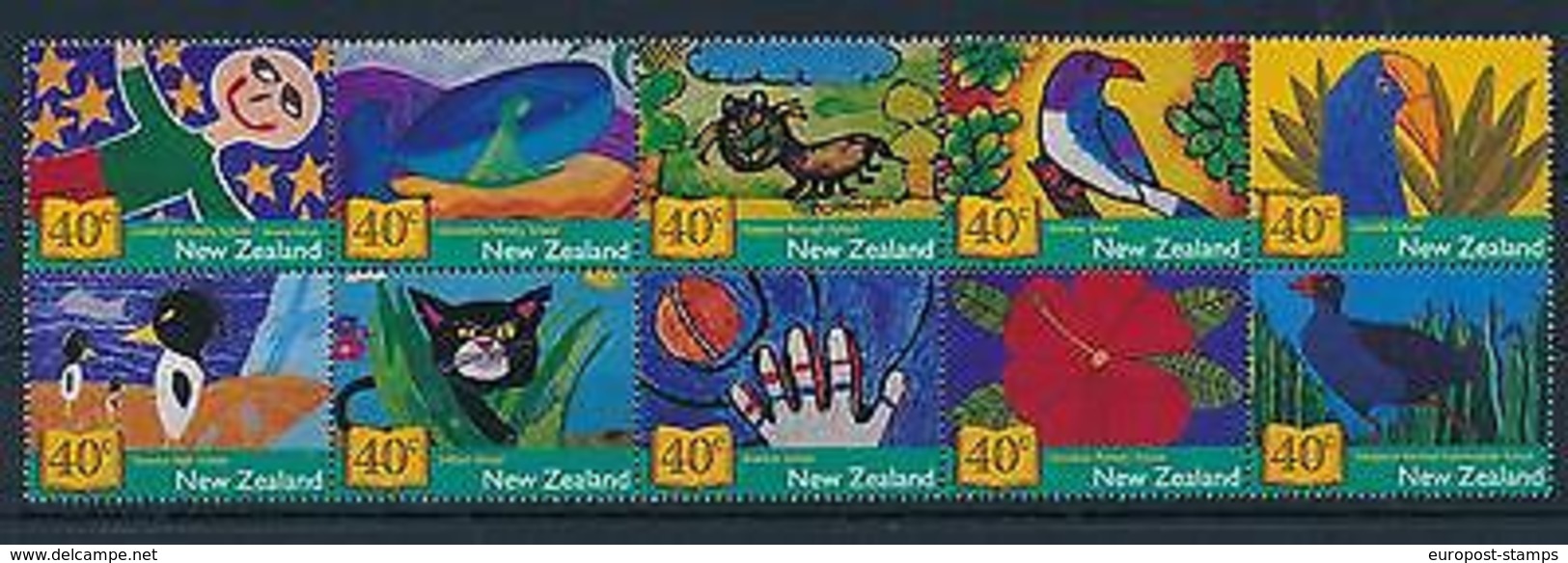 [38546] New Zealand 2002 Animals Children Drawings School Birds Whale Cat MNH - Other & Unclassified