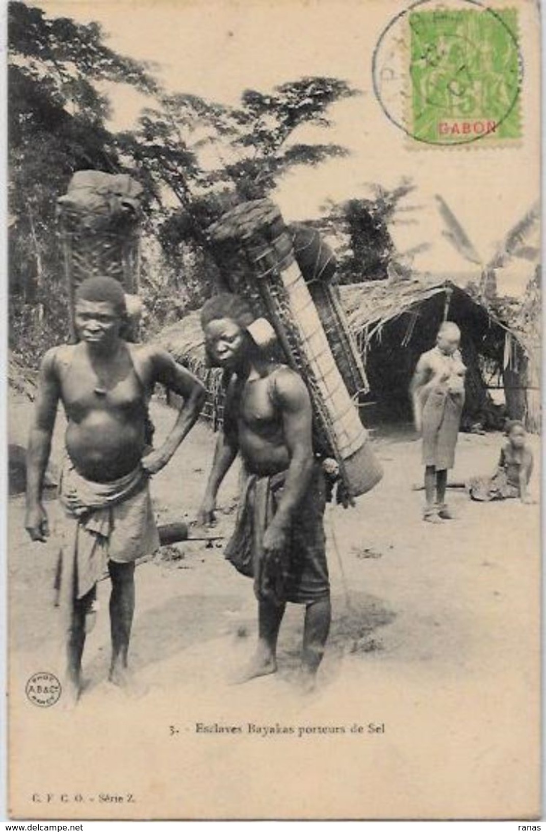 CPA Gabon Type Ethnic Esclaves Métier Circulé - Gabon