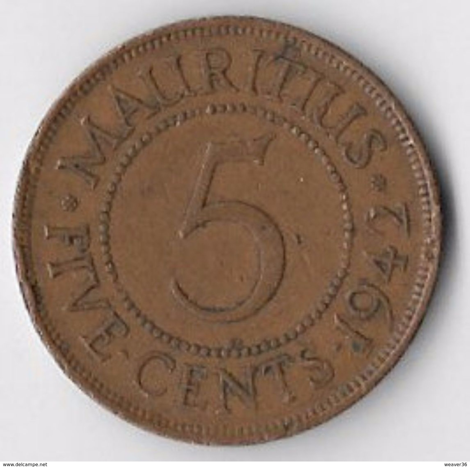 Mauritius 1942 5 Cents [C651/2D] - Mauritius