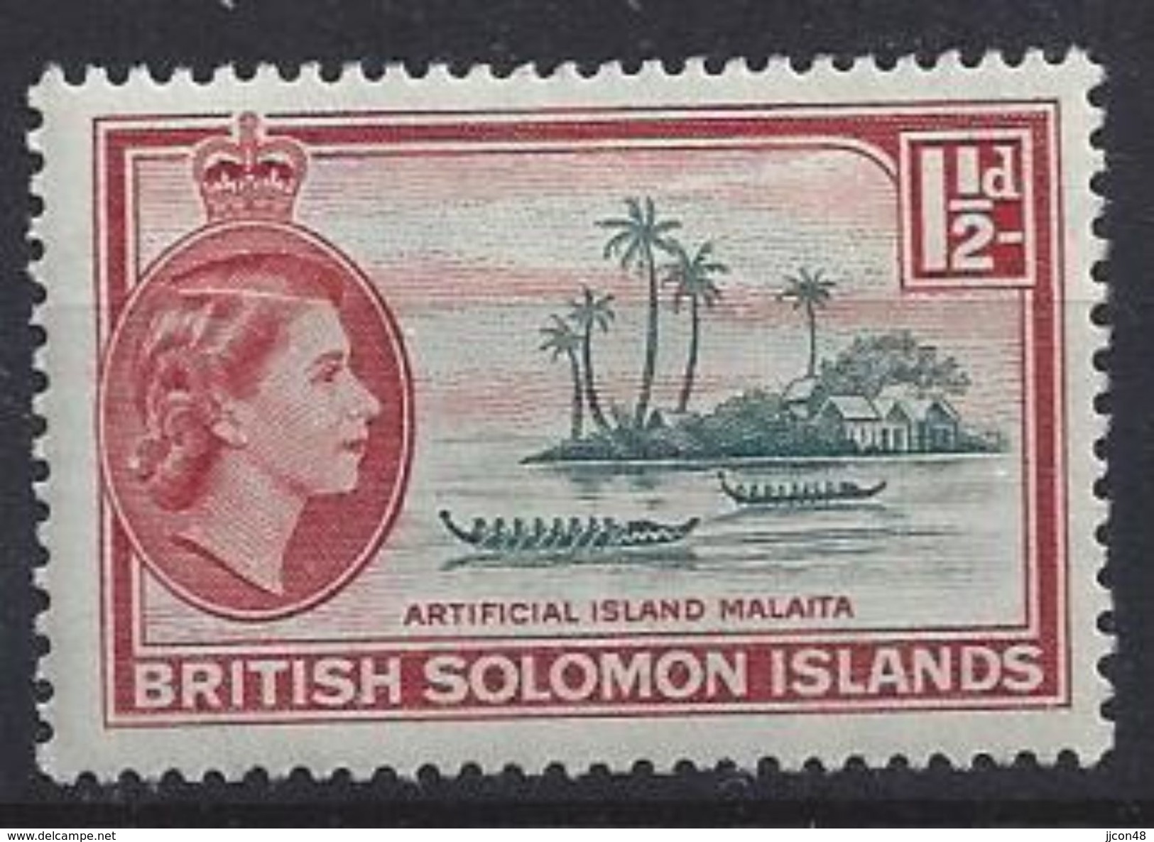 British Solomon Islands 1956   QE II  1.1/2d (*) MH - Iles Salomon (...-1978)