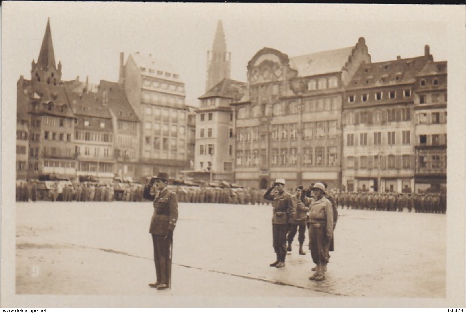 MINI PHOTO--67--STRASBOURG Général Leclerc's Troops Place Kléber-l'alsace Et La Lorraine Libérées--voir 2 Scans - Other & Unclassified