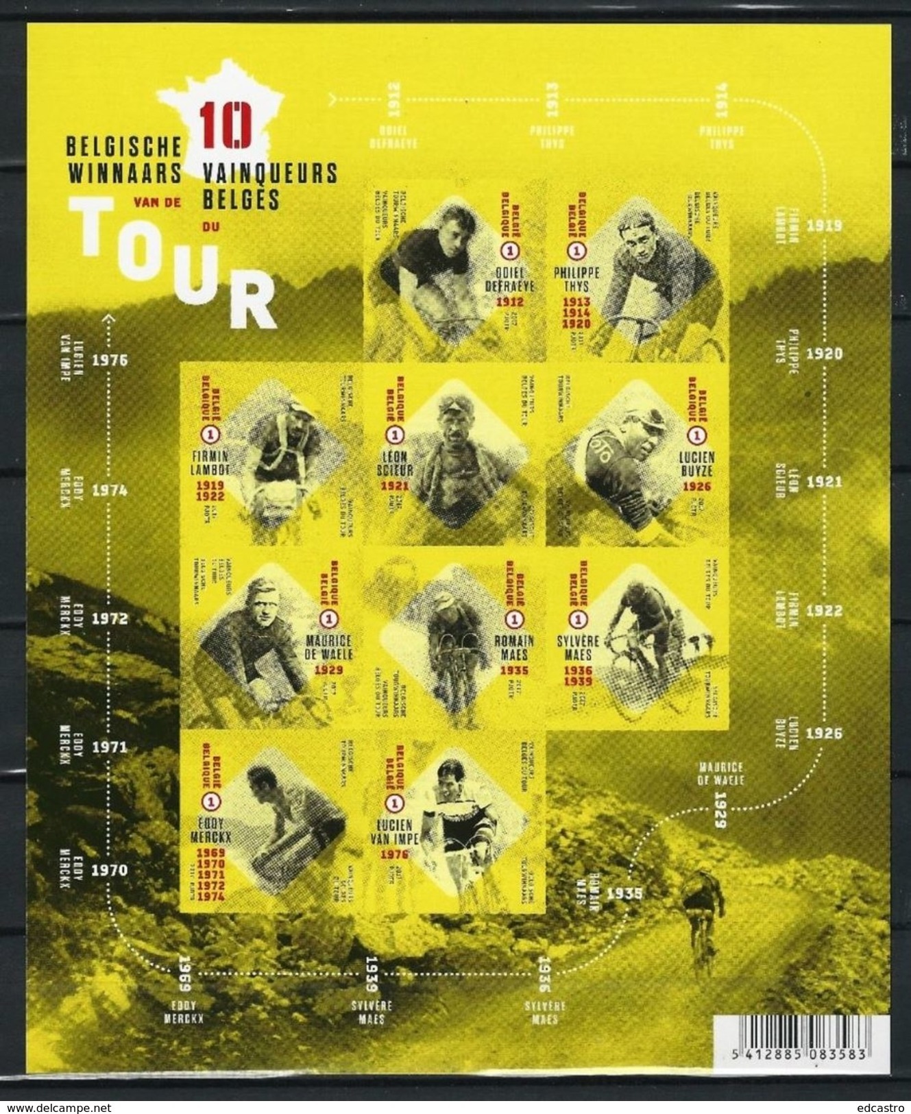 BELGIUM 2017 Belgian Tour Winners. NON PERFORATED SHEET. - Nuevos