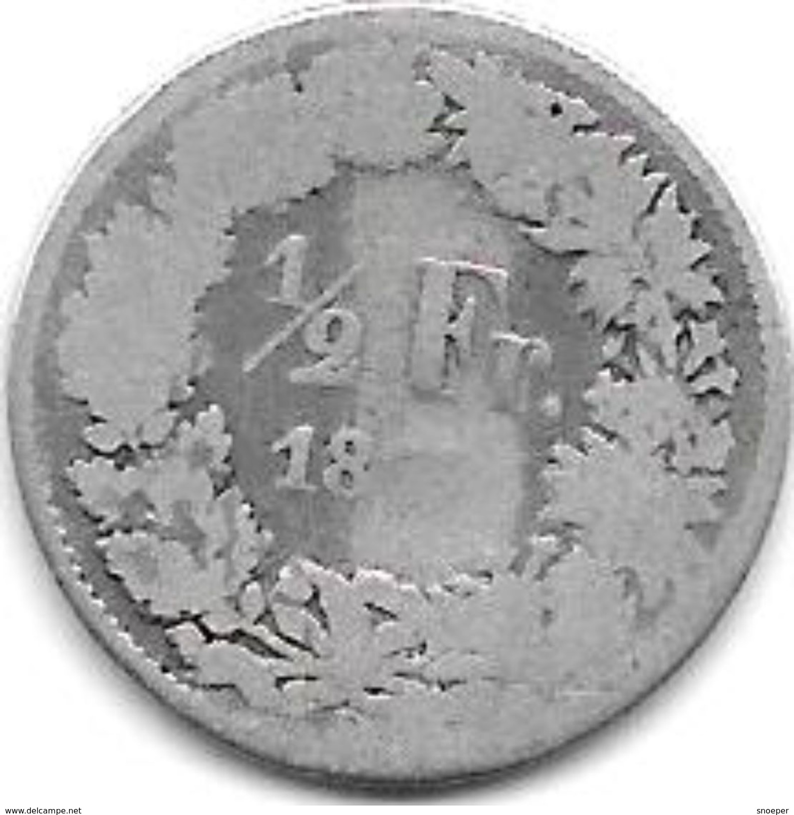 *switzerland 1/2 Franc 1875   Km 23  Vg+ - Autres & Non Classés