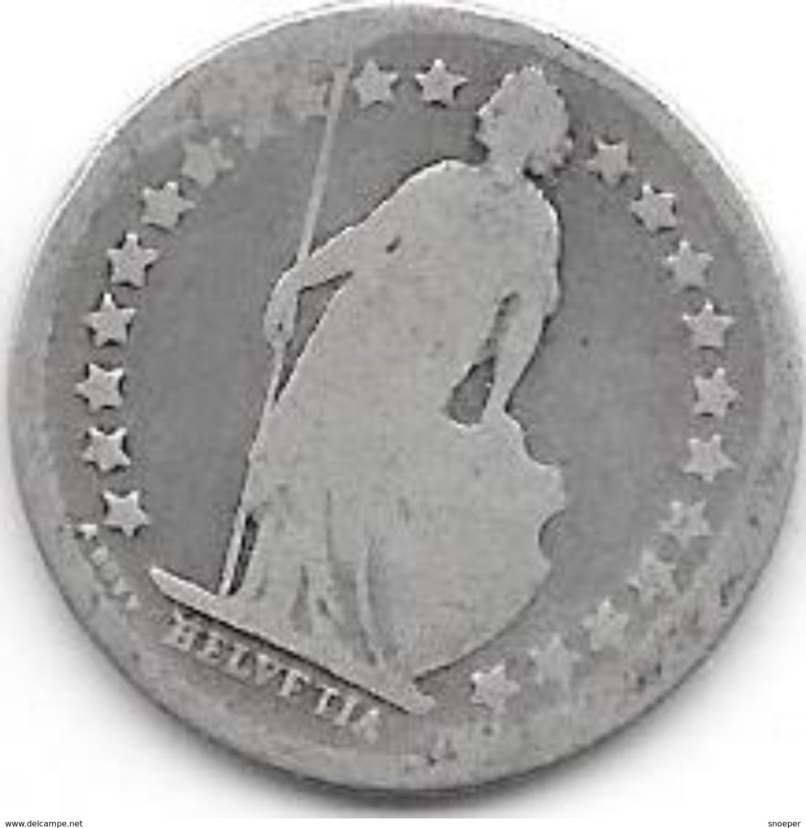 *switzerland 1/2 Franc 1875   Km 23  Vg+ - Autres & Non Classés