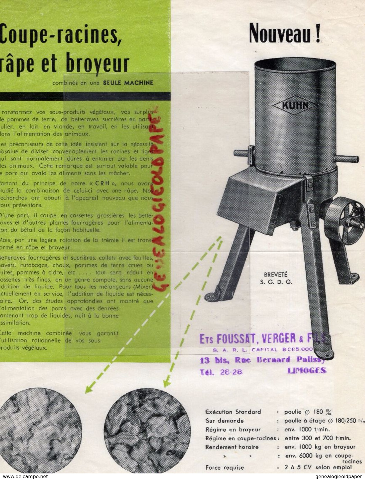 67- SAVERNE- PUBLICITE COUPE RACINES RAPE BROYEUR-KUHN FRERES- CACHET FOUSSAT VERGER LIMOGES- AGRICULTURE - Agriculture