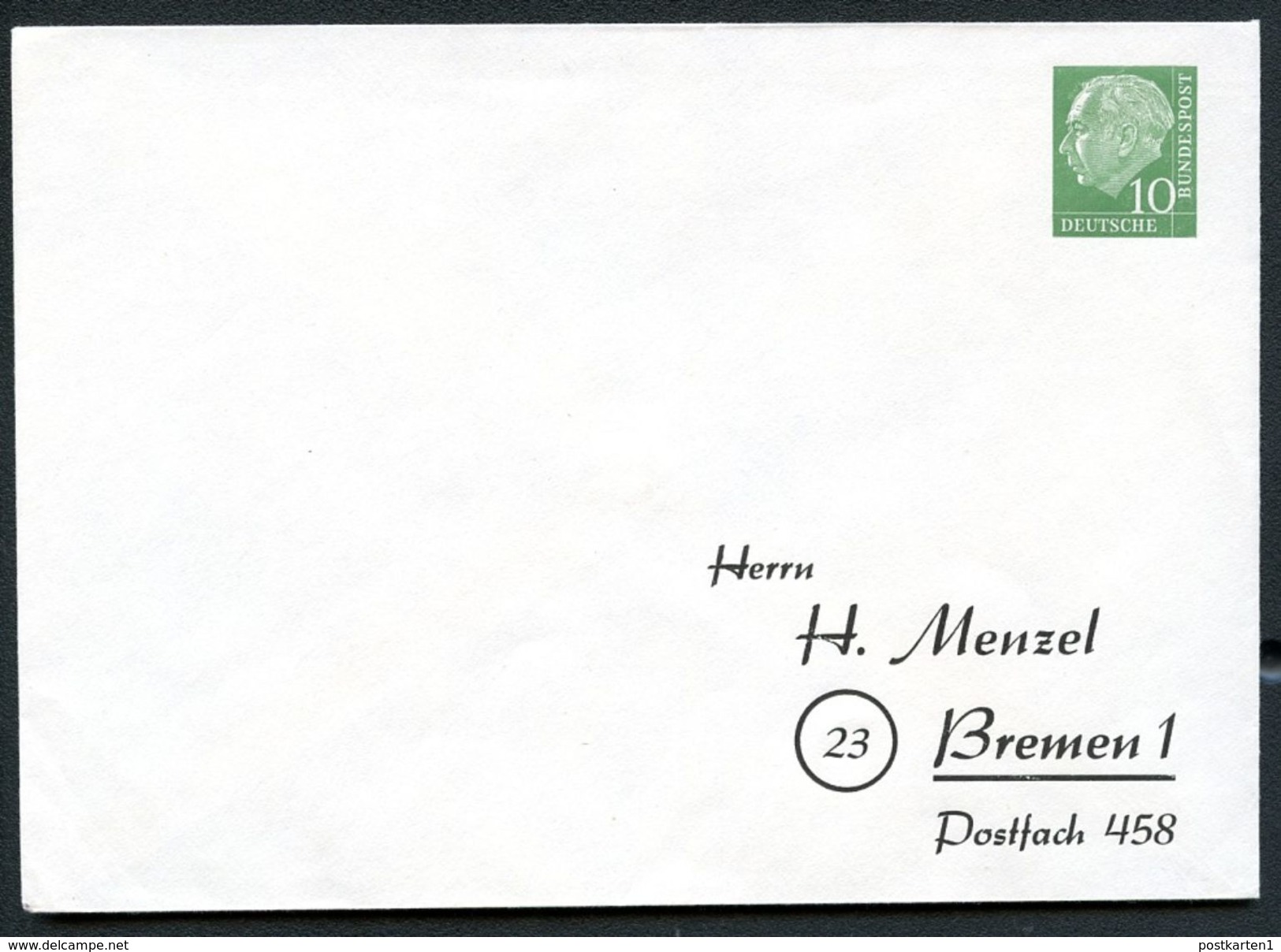 Bund PU8 B2/001a Privat-Umschlag MENZEL GRAU KARIERT ** 1954  NGK 25,00 € - Sobres Privados - Nuevos