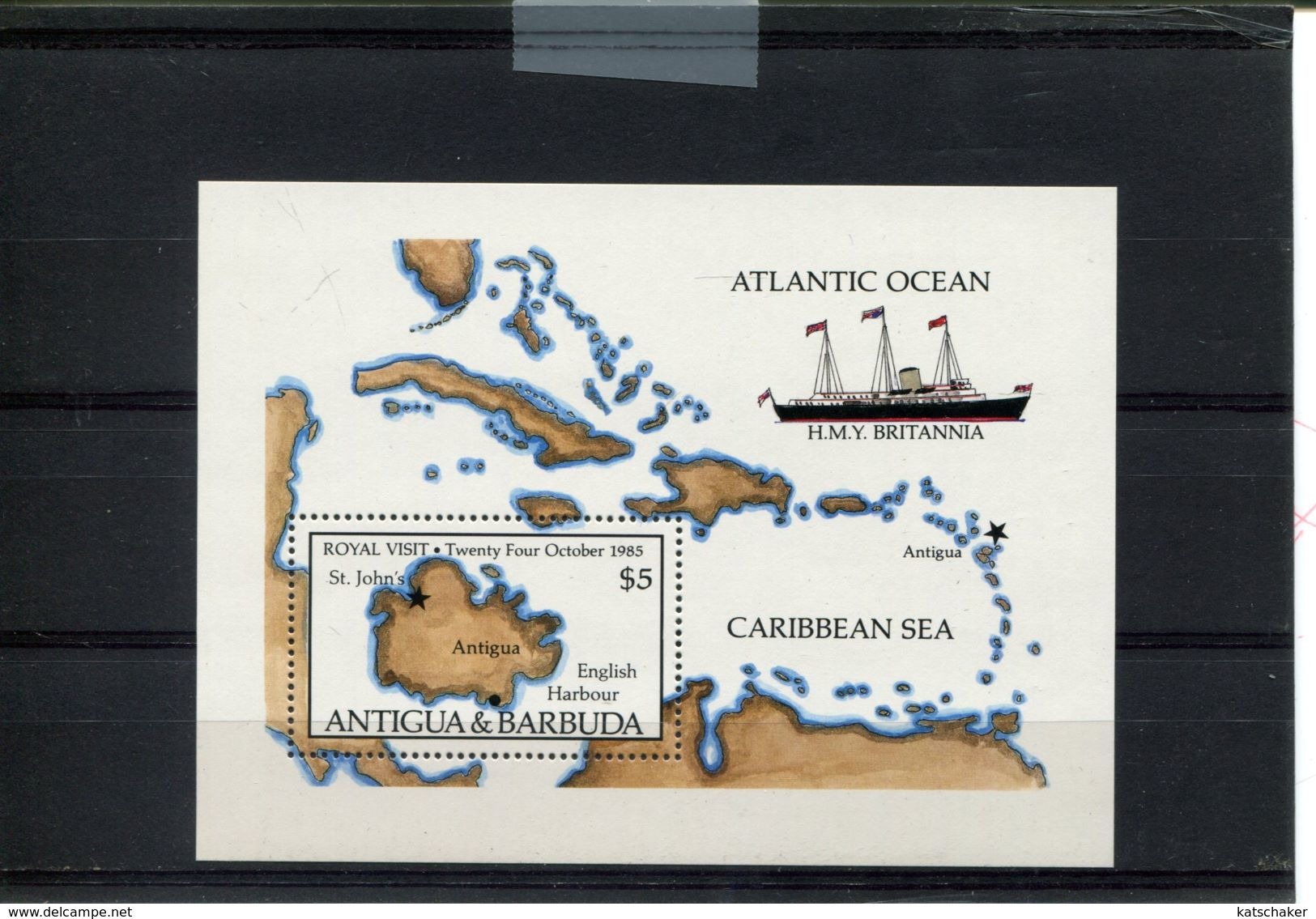 482760489 1985  ** MNH YVERT BF100 SCHEPEN KAART MAP - Antigua Und Barbuda (1981-...)