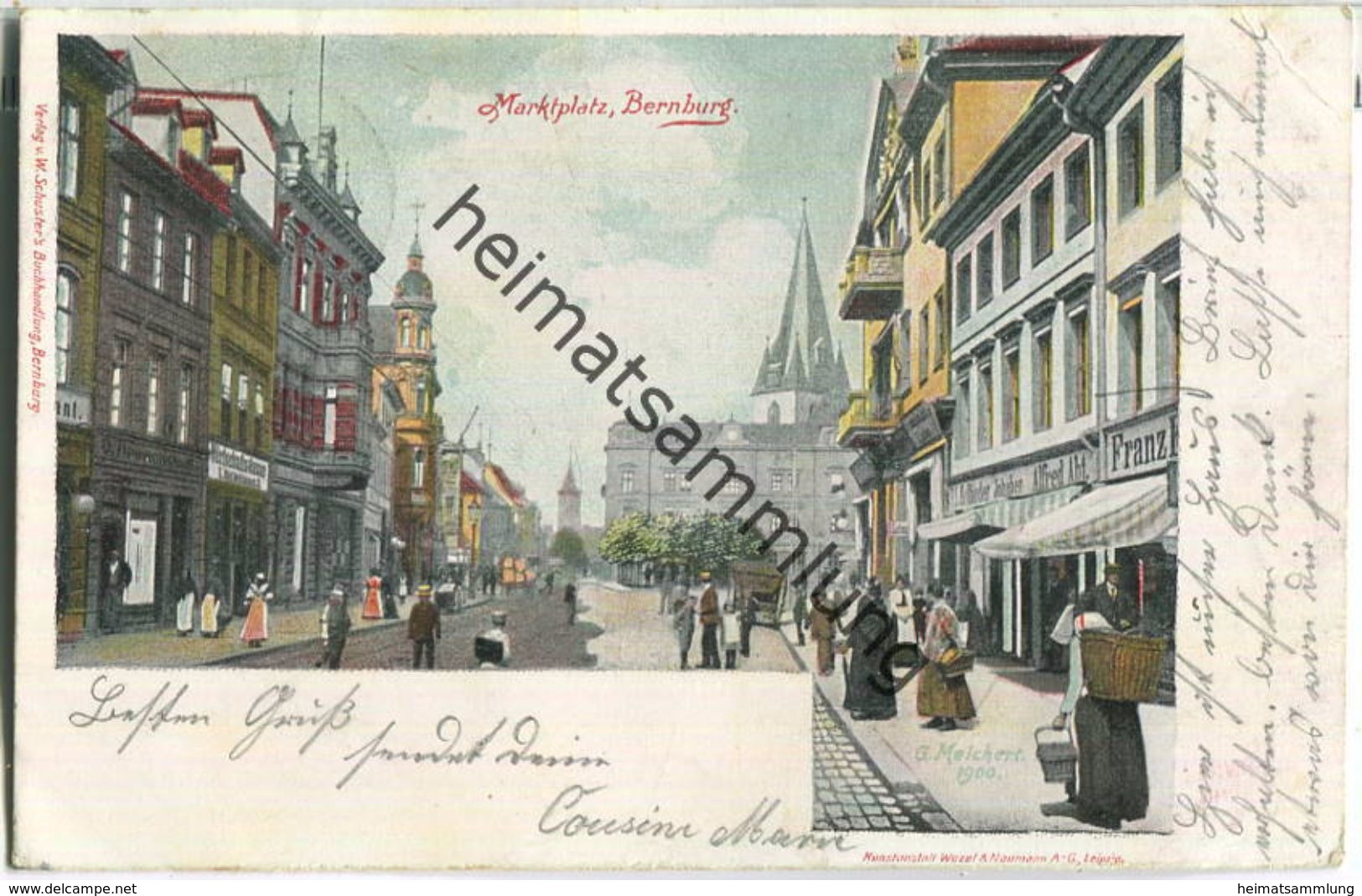 Bernburg - Marktplatz - Künstler-Ansichtskarte G. Melchert - Bernburg (Saale)