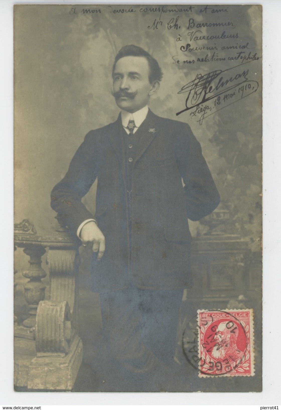 BELGIQUE - LIEGE - Belle Carte Photo Portrait De NICOLAS HELMAN , Club Cartophile De Liège (voir Cachet Au Dos) - Liège