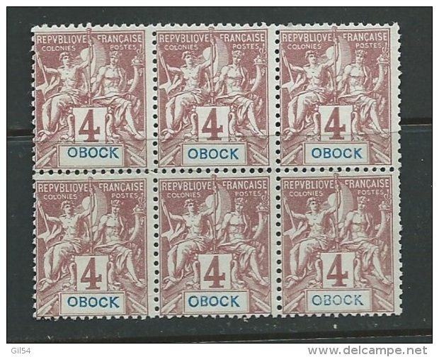 Obock - Yvert N°34  (*)  BLOC DE 6   - Bce 10801 - Unused Stamps