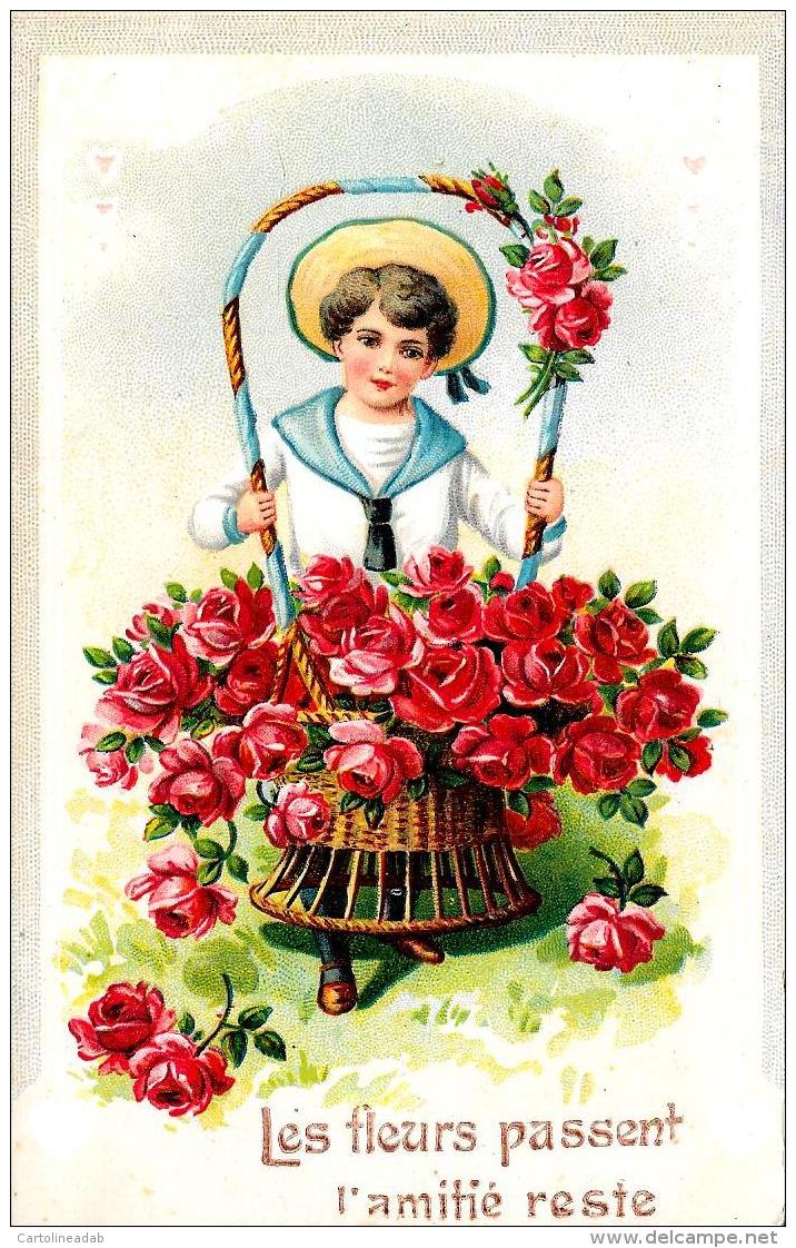 [DC11020] CPA - LES FLEURS PASSENT L'AMITIE RESTE - I FIORI APPASSISCONO L'AMICIZIA RESTA- Viaggiata 1907 - Old Postcard - Altri & Non Classificati