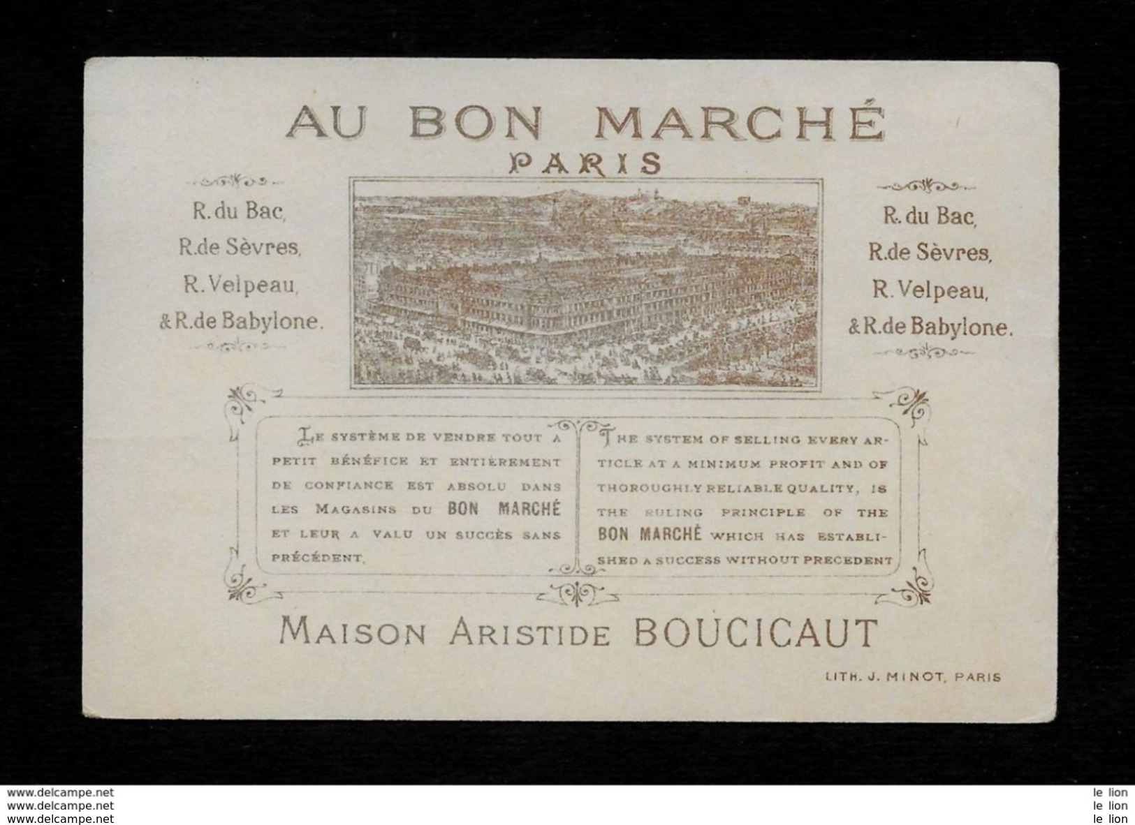 Chromo AU BON MARCHE' Mongolfiera ''son Entrée Au Village...'' 1896 - LITH J. MINOT - PERFETTA - Otros & Sin Clasificación