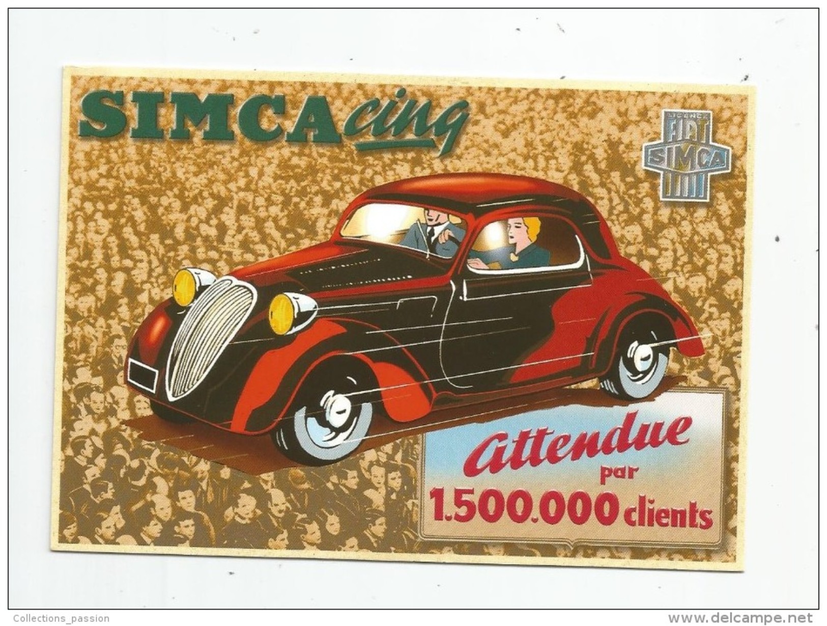 Cp , Collection LES ANCÊTRES DE L'AUTOMOBILE , Vierge  ,  SIMCA CINQ - Turismo