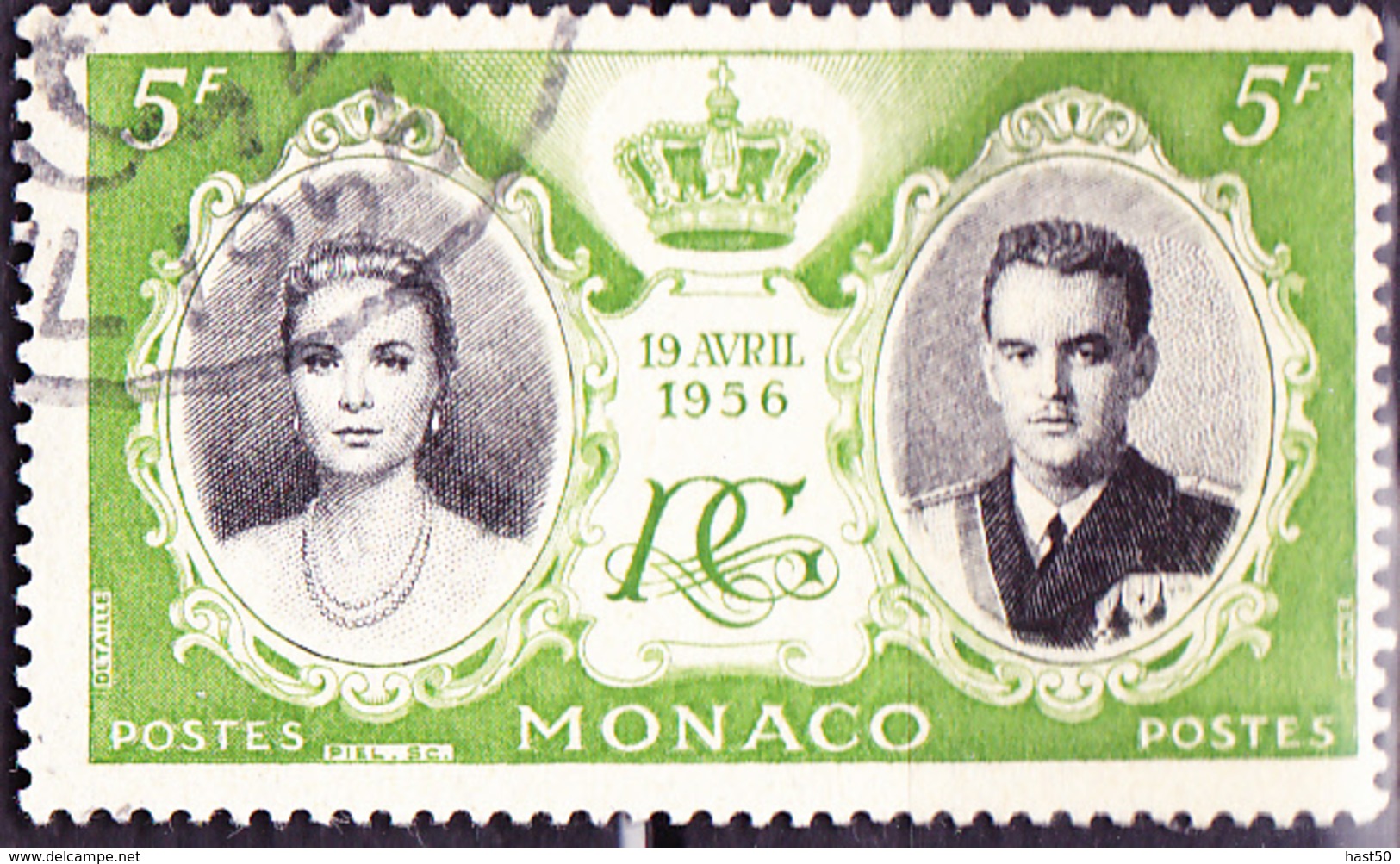 Monaco - Hochzeit Grace Kelly + Fürst Rainier III. (MiNr: 564) 1956 - Gest Used Obl - Usati