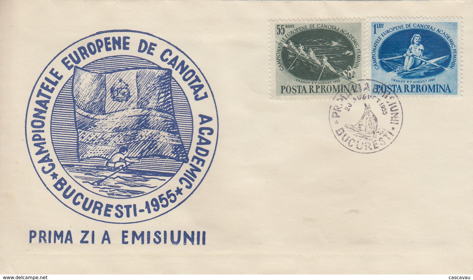 Enveloppe  FDC  1er Jour   ROUMANIE    Championnat  D' Europe  Féminins  D'  Aviron   1955 - Canottaggio