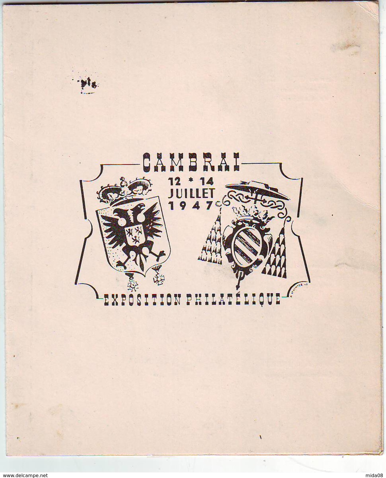 CACHET DE L'EXPOSITION PHILATELIQUE CAMBRAI 1947. FENELON . AMICALE PHILATELIQUE DU CAMBRESIS . Numéroté 000114 - Gedenkstempel