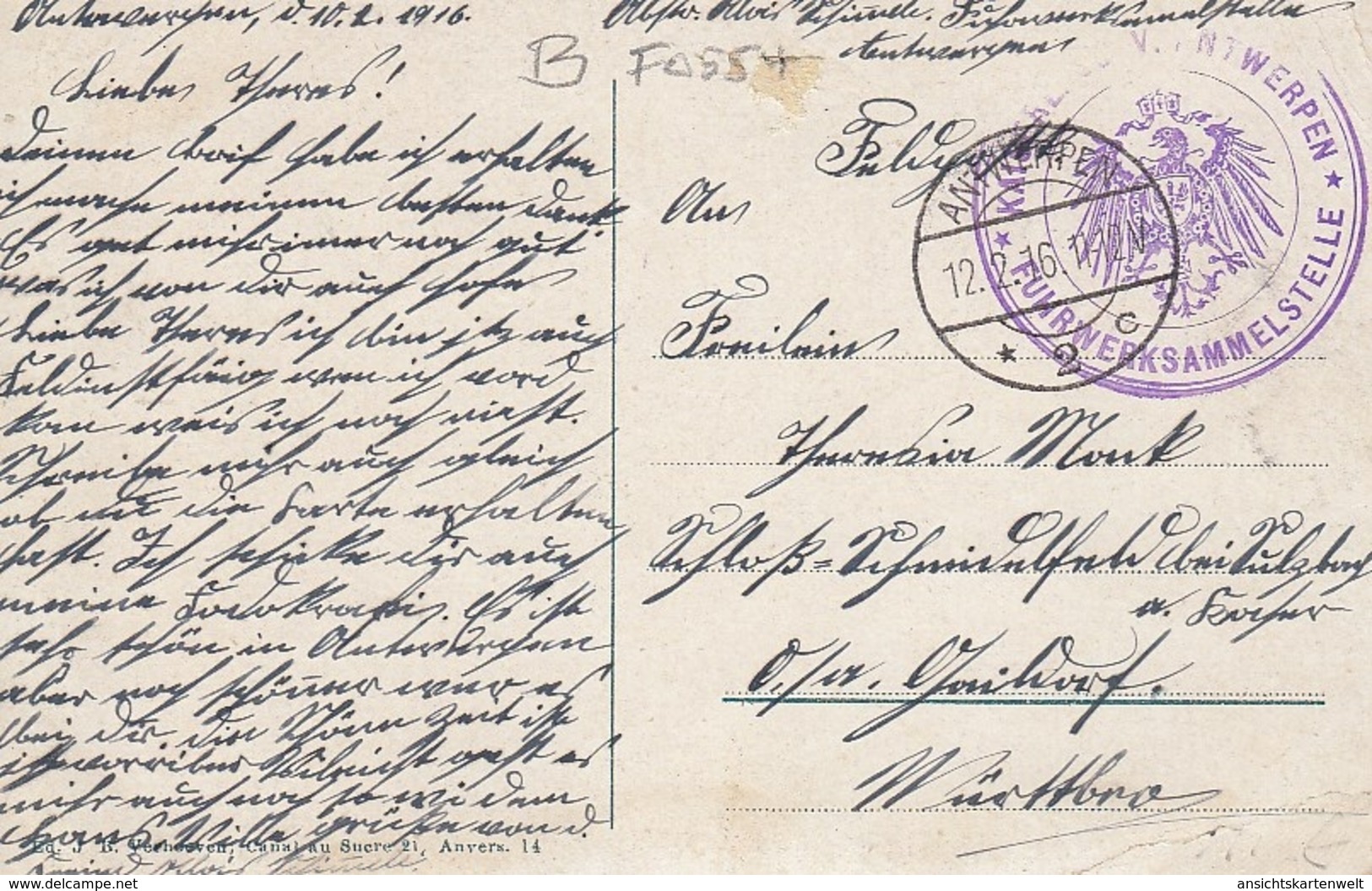 Antwerpen/Anvers, Brabo En Handelshuizen Feldpgl1916 #F0554 - Other & Unclassified