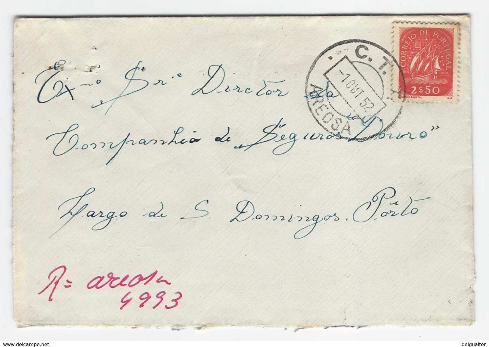 Cover * Portugal * 1952 * Areosa * Registered - Briefe U. Dokumente