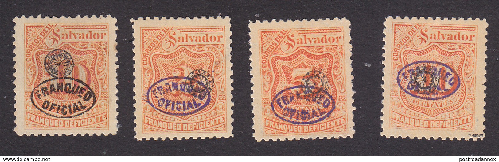 El Salvador, Scott #like O209 And Like O194, Mint Hinged/No Gum, Postage Due Overprinted, Issued 1900 - El Salvador