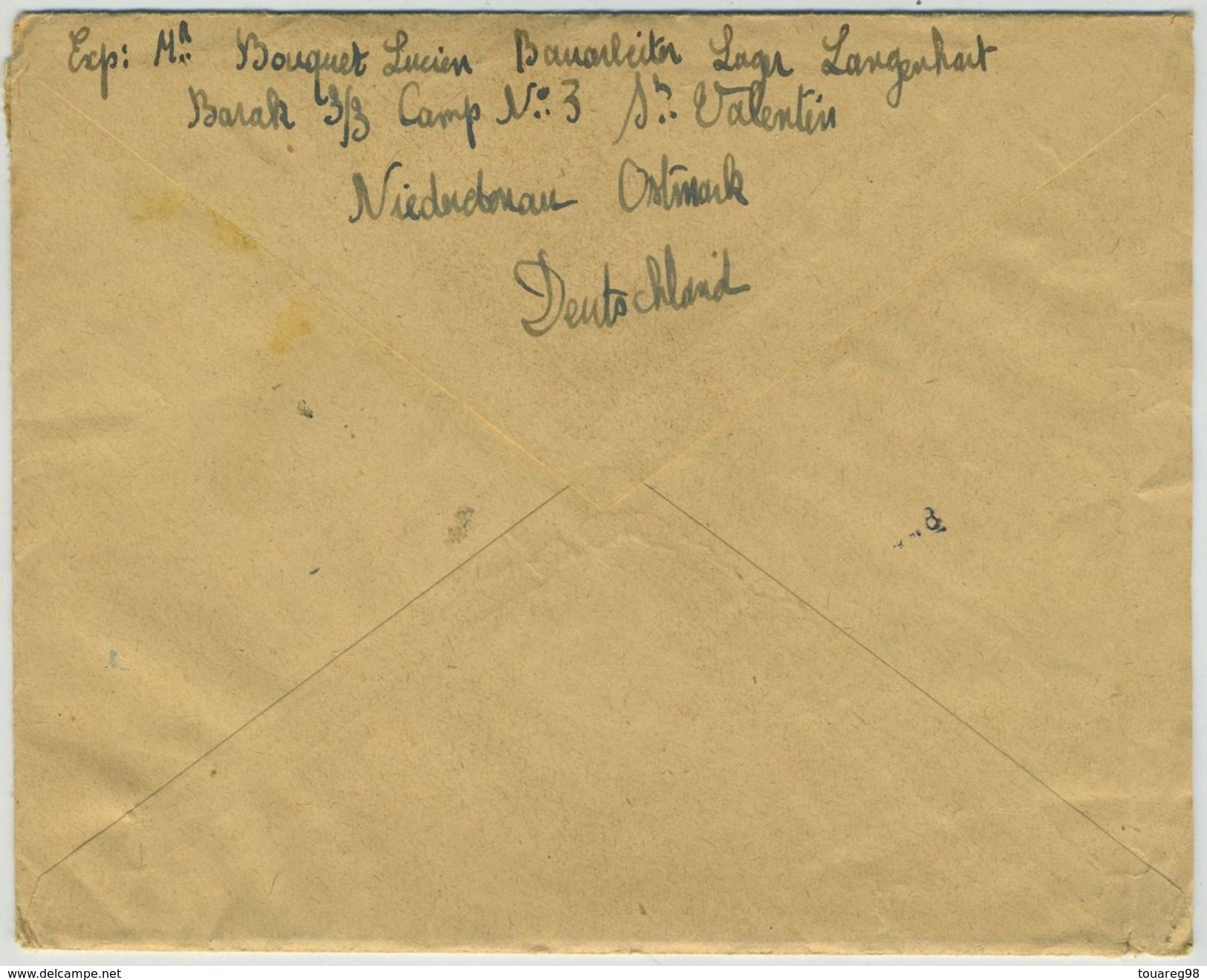 3 lettres. 1943 camp de Sankt Valentin pour Cours-les-Barres. Contôle. Exprès. Autriche. Austria.